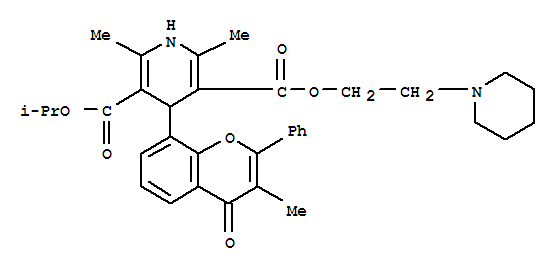 3,5-Pyridinedicarboxylic acid, 1,4-dihydro-2,6-dimethyl-4-(3-methyl-4-oxo-2-phenyl-4H-1-benzopyran-8-yl)-, 1-methylethyl 2-(1-piperidinyl)ethyl ester