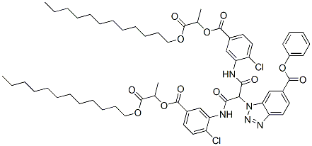 1-[Bis[[2-chloro-5-[[1-(dodecyloxycarbonyl)ethoxy]carbonyl]phenyl]carbamoyl]methyl]-1H-benzotriazole-6-carboxylic acid phenyl ester