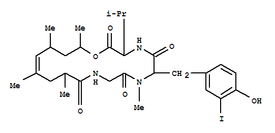 L-Valine,N-[N-[N-(8-hydroxy-2,4,6-trimethyl-1-oxo-4-nonenyl)glycyl]-3-iodo-N-methyl-D-tyrosyl]-,p-lactone, [2S-(2R*,4E,6S*,8R*)]-