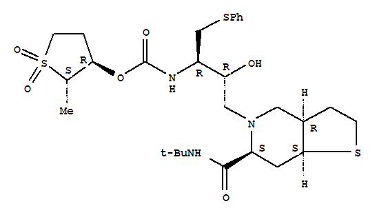 carbamic acid, N-[(1R,2R)-3-[(3aR,6S,7aS)-6-[[(1,1-dimethylethyl)amino]carbonyl]hexahydrothieno[3,2-c]pyridin-5(4H)-yl]-2-hydroxy-1-[(phenylthio)methyl]propyl]-, (2S,3R)-tetrahydro-2-methyl-1,1-dioxido-3-thienyl ester