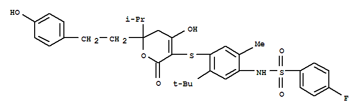 benzenesulfonamide, N-[4-[[3,4-dihydro-6-hydroxy-2-[2-(4-hydroxyphenyl)ethyl]-2-(1-methylethyl)-4-oxo-2H-pyran-5-yl]thio]-5-(1,1-dimethylethyl)-2-methylphenyl]-4-fluoro-