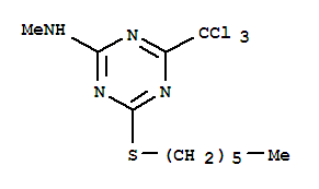 4-(hexylsulfanyl)-N-methyl-6-(trichloromethyl)-1,3,5-triazin-2-amine