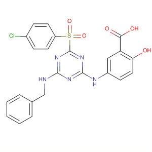 Benzoic acid,5-[[4-[(4-chlorophenyl)sulfonyl]-6-[(phenylmethyl)amino]-1,3,5-triazin-2-yl]amino]-2-hydroxy-