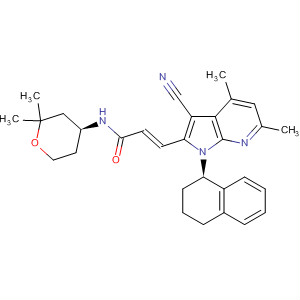 2-Propenamide,3-[3-cyano-4,6-dimethyl-1-[(1R)-1,2,3,4-tetrahydro-1-naphthalenyl]-1H-pyrrolo[2,3-b]pyridin-2-yl]-N-[(4S)-tetrahydro-2,2-dimethyl-2H-pyran-4-yl]-, (2E)-