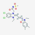2-[3-[5,6-dichloro-1-ethyl-1,3-dihydro-3-[2-(mesylamino)-2-oxoethyl]-2H-benzimidazol-2-ylidene]prop-1-enyl]-3-ethyl-5,6-dimethylbenzoxazolium--ate