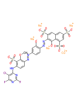 Cuprate, [7-[[4-[[5-[(5-chloro-2,6-difluoro-4-pyrimidinyl)amino]-2-methoxy-3-sulfophenyl] azo]-2-hydroxyphenyl]azo]-8-hydroxy-1,3,6-naphthalenetrisulfonato]-, tetrasodium