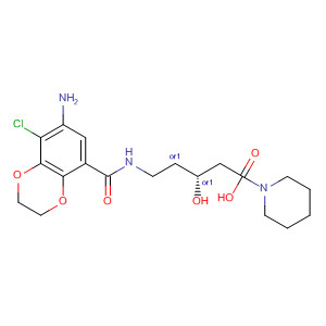 1-Piperidinebutanoic acid,4-[[[(7-amino-8-chloro-2,3-dihydro-1,4-benzodioxin-5-yl)carbonyl]amino]methyl]-3-hydroxy-, (3R,4R)-rel-
