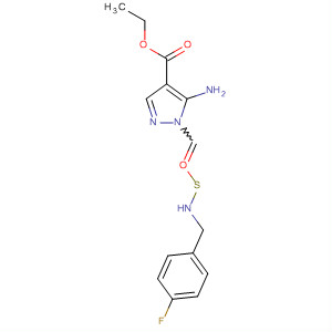 1H-Pyrazole-4-carboxylic acid,5-amino-1-[[[(4-fluorophenyl)methyl]amino]thioxomethyl]-, ethyl ester