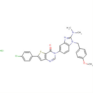Thieno[3,2-d]pyrimidin-4(3H)-one,6-(4-chlorophenyl)-3-[2-(dimethylamino)-1-[(4-methoxyphenyl)methyl]-1H-benzimidazol-5-yl]-, monohydrochloride