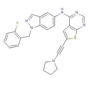 Thieno[2,3-d]pyrimidin-4-amine,N-[1-[(2-fluorophenyl)methyl]-1H-indazol-5-yl]-6-[(2R)-2-pyrrolidinylethynyl]-