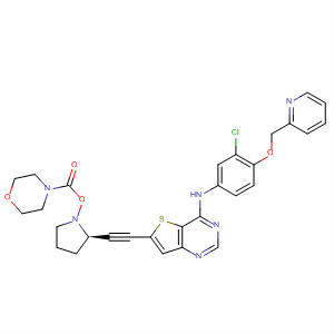 4-Morpholinecarboxylic acid,(3S,5R)-5-[[4-[[3-chloro-4-(2-pyridinylmethoxy)phenyl]amino]thieno[3,2-d]pyrimidin-6-yl]ethynyl]-3-pyrrolidinyl ester