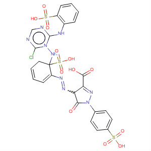 1H-Pyrazole-3-carboxylic acid,4-[[5-[[4-chloro-6-[(2-sulfophenyl)amino]-1,3,5-triazin-2-yl]amino]-2-sulfophenyl]azo]-4,5-dihydro-5-oxo-1-(4-sulfophenyl)-