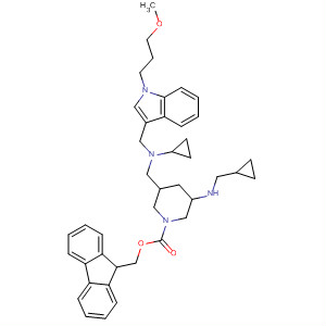 1-Piperidinecarboxylic acid,3-[[cyclopropyl[[1-(3-methoxypropyl)-1H-indol-3-yl]methyl]amino]carbonyl]-5-[(cyclopropylmethyl)amino]-, 9H-fluoren-9-ylmethyl ester, (3R,5S)-