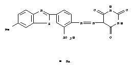 Benzenesulfonic acid,2-[2-(hexahydro-2,4,6-trioxo-5-pyrimidinyl)diazenyl]-5-(6-methyl-2-benzothiazolyl)-,sodium salt (1:1)