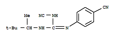 N-Cyano-N'-(4-cyanophenyl)-N''-((1R)-1,2,2-trimethylpropyl) guanidine molecular structure