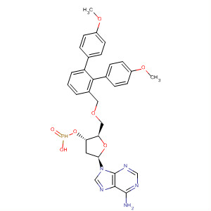 Adenosine, 5'-O-[bis(4-methoxyphenyl)phenylmethyl]-2'-deoxy-,3'-(hydrogen phosphonate) molecular structure