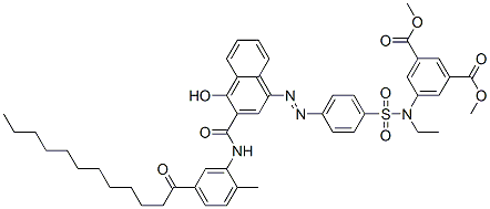 dimethyl 5-[ethyl[[4-[[4-hydroxy-3-[[[2-methyl-5-(1-oxododecyl)phenyl]amino]carbonyl]-1-naphthyl]azo]phenyl]sulphonyl]amino]isophthalate molecular structure