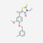(5E)-3-ethyl-5-({3-methoxy-4-[(3-methylbenzyl)oxy]phenyl}methylidene)-2-thioxo-1,3-thiazolidin-4-one molecular structure